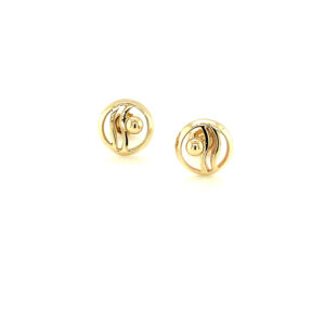 Wave in Circle Earrings Gold